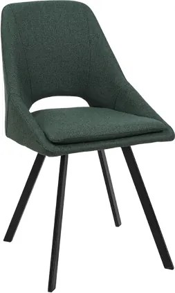 Sedia LINDA in tessuto verde per cucina con cuscino sfoderabile