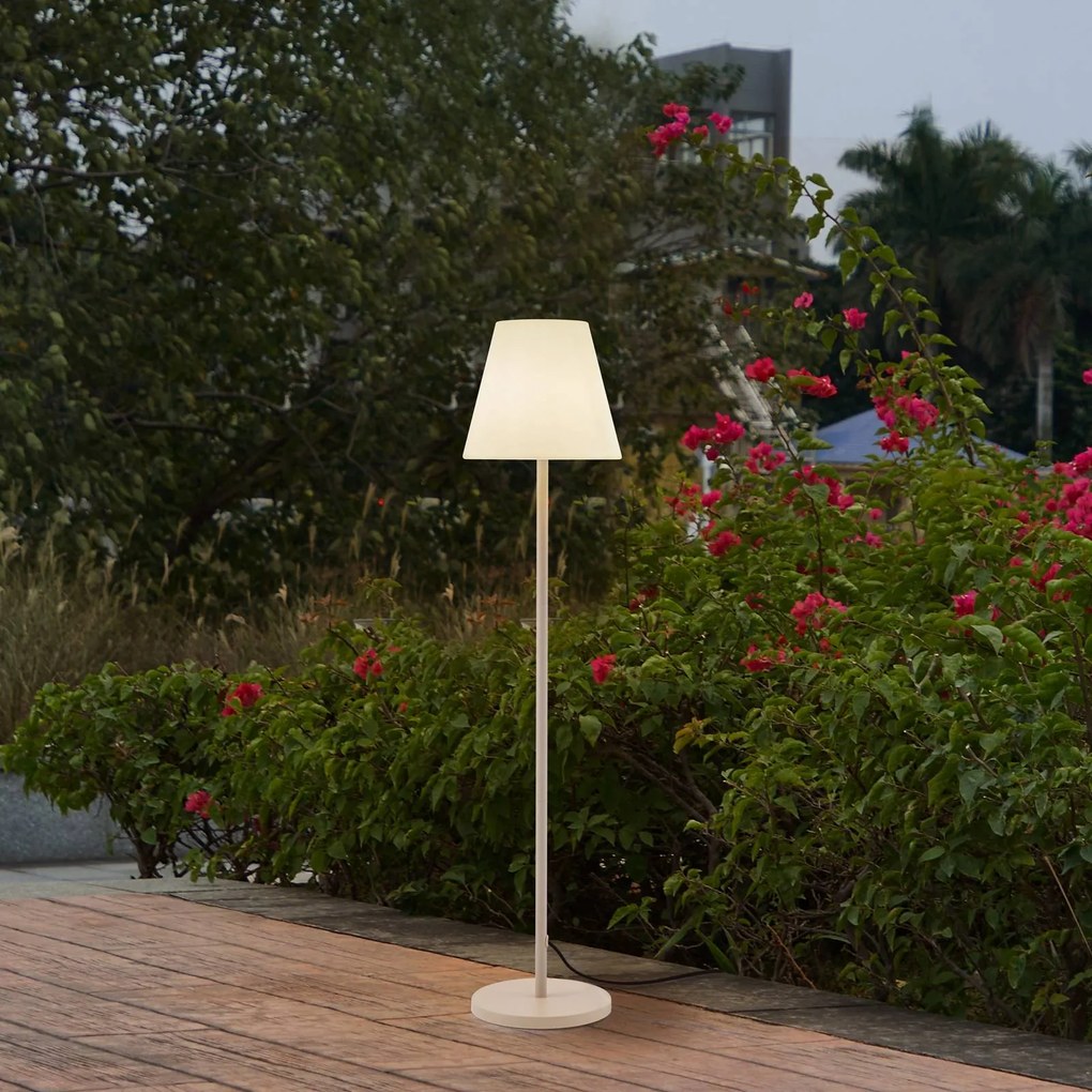 Lampada per terrazza Jaimy, beige, metallo, 150 cm, E27 Jaimy Lucande, Crema / Ambra, Plastica, Moderno
