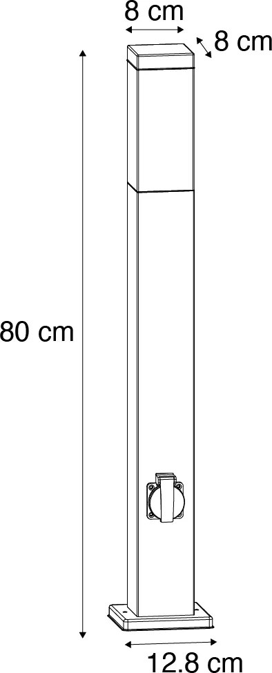 Lampada da esterno grigio scuro con picchetto e pressacavo 80 cm, con presa integrata IP44 - Malios
