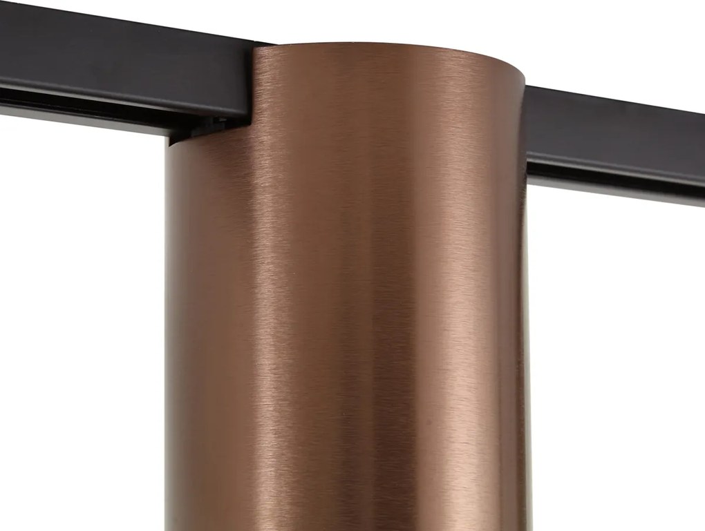 Sistema di illuminazione a binario moderno nero con 2 faretti bronzo scuro 1 fase - Iconic Rondoo Up