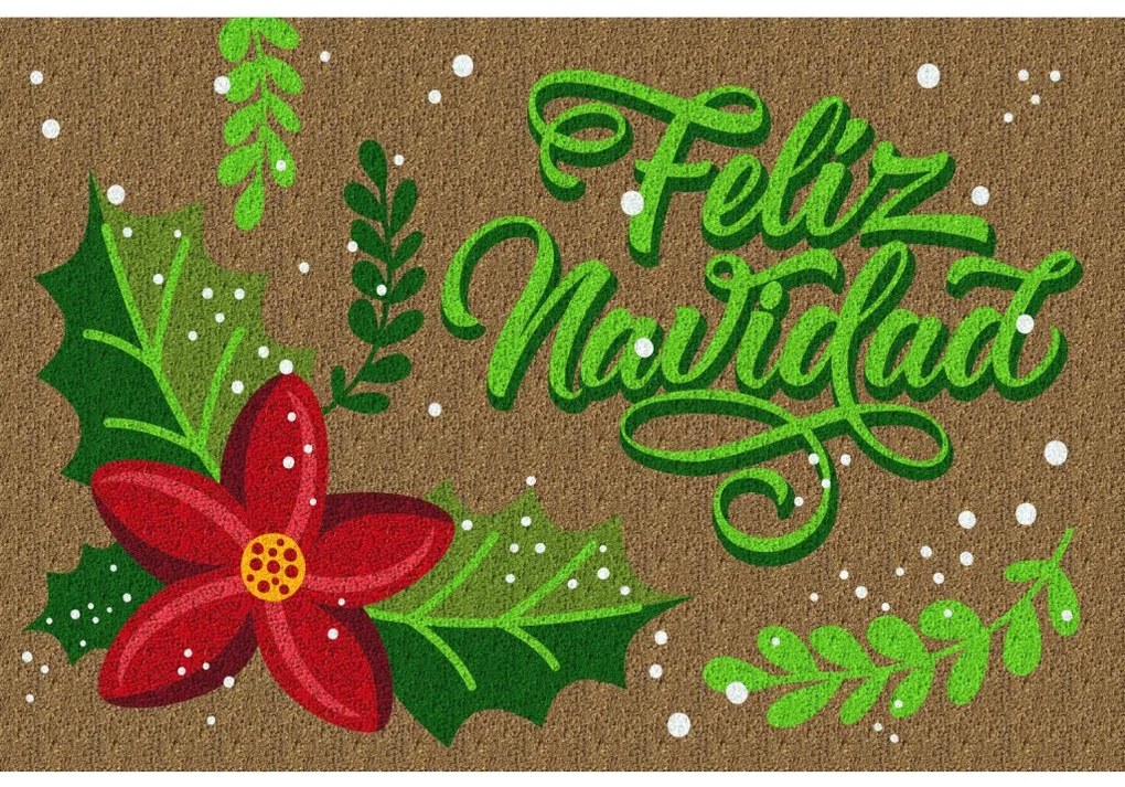 Zerbino “Feliz Navidad” in Fibra di Cocco Naturale – 60×40 cm – Stampa Alta Risoluzione