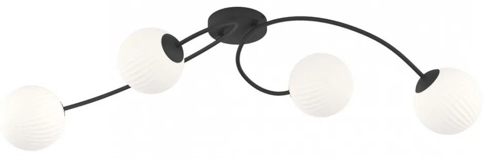 Lampada da soffitto in acciaio e vetro VIBRA 4 da interno 4xE14 Colore del corpo Nero e Bianco