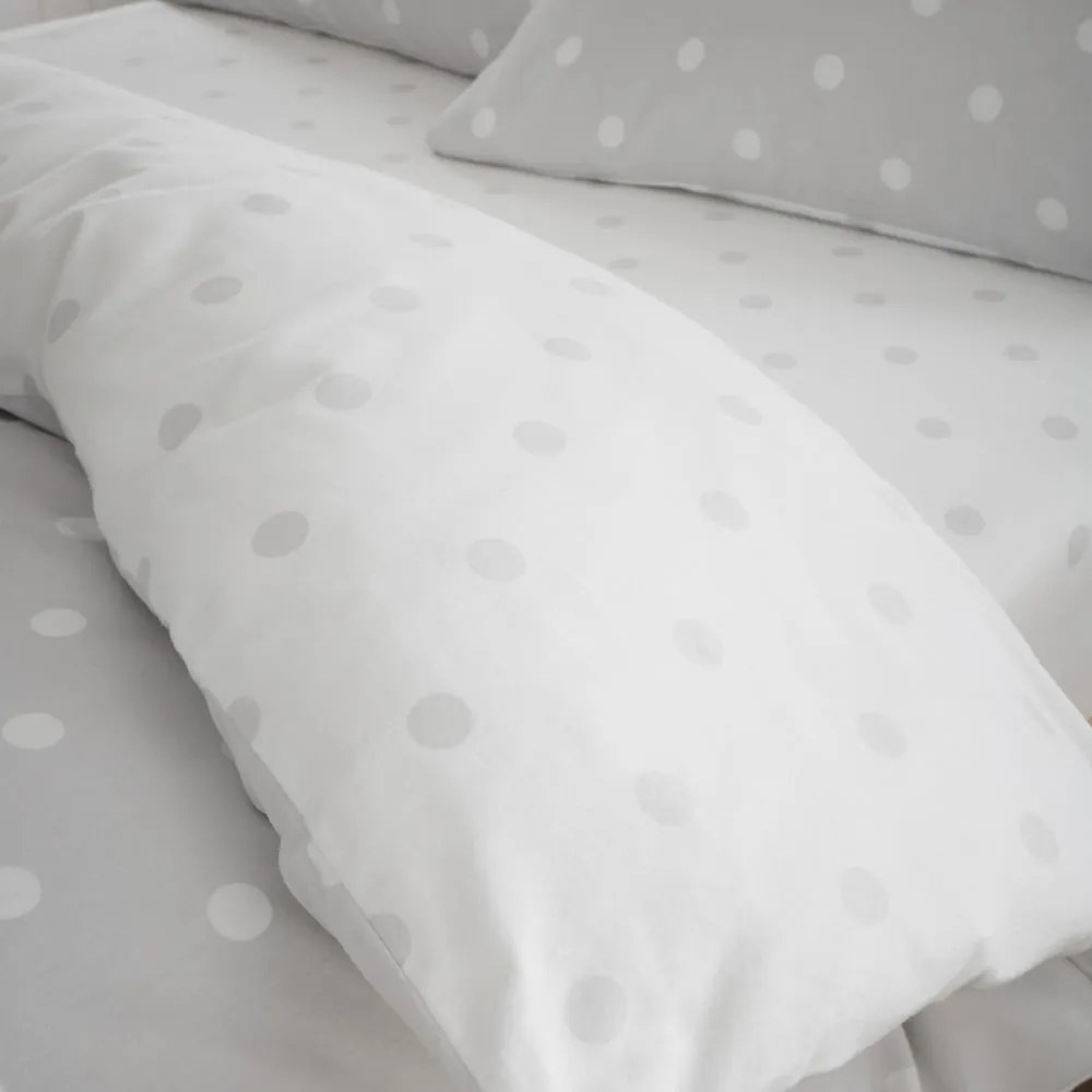 Lenzuolo con angoli bianco e grigio in flanella 135x190 cm Polka Dot – Catherine Lansfield