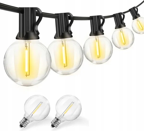 Catena luminosa da esterno a LED dimmerabile 25xE12/1W/24/230V 17,5 m IP65 nera + telecomando