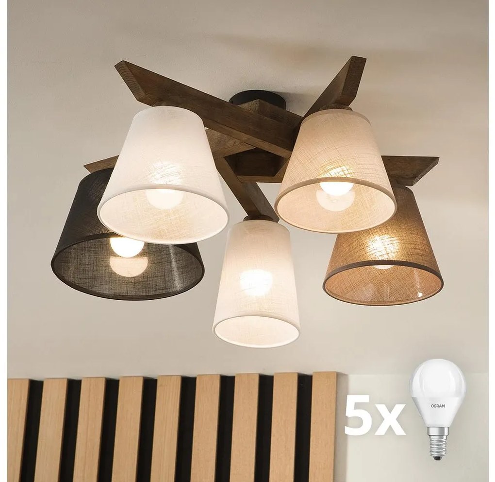 Brilagi - Lampadario LED ANTHONY 5xE14/40W/230V rovere noce