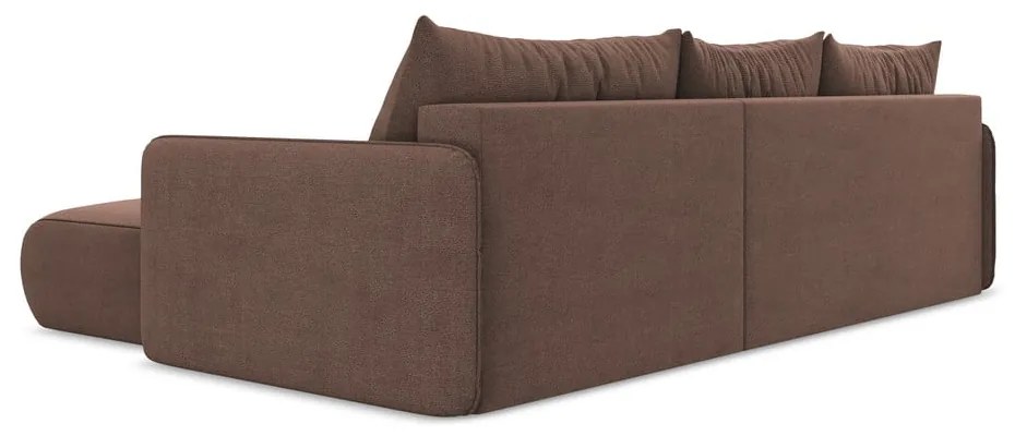 Divano angolare rosa allungabile/con contenitore (con penisola a destra) Nanea – Makamii