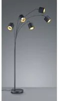 Piantana Tommy Nero 5xE14 Tessuto Nero-Oro H200 cm Trio Lighting