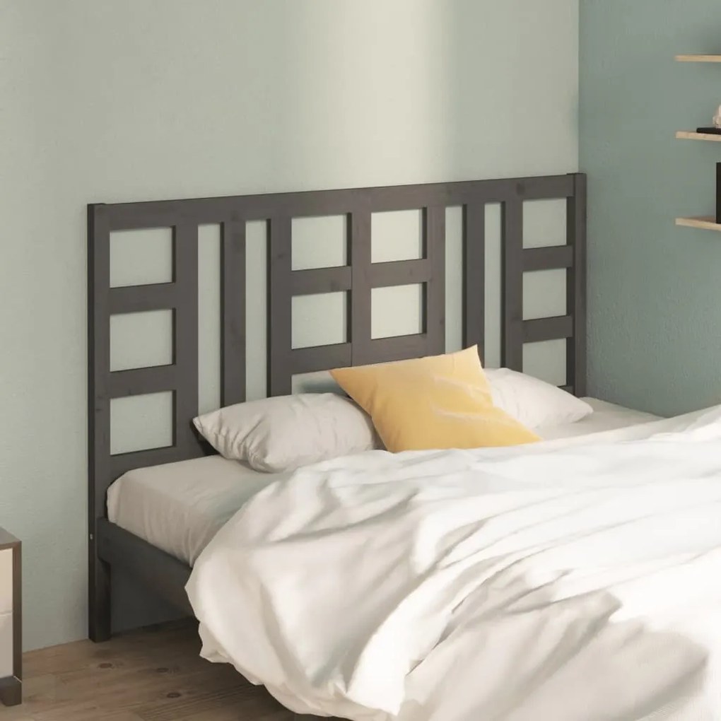 Testiera Per Letto Grigia 146x4x100 Cm Legno Massello Di Pino /