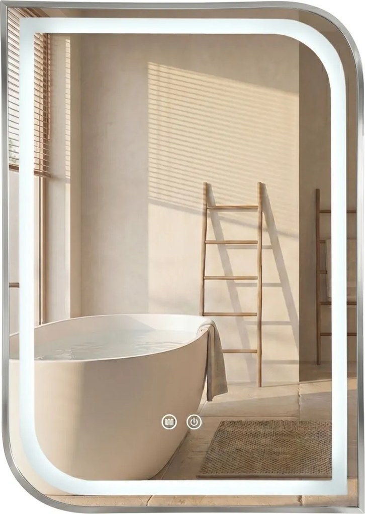 Specchio LED ZONE con cornice Nickel spazzolato – 70x50 cm