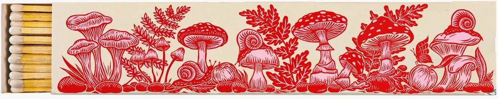 Scatola di fiammiferi di design Pink and Red Mushrooms