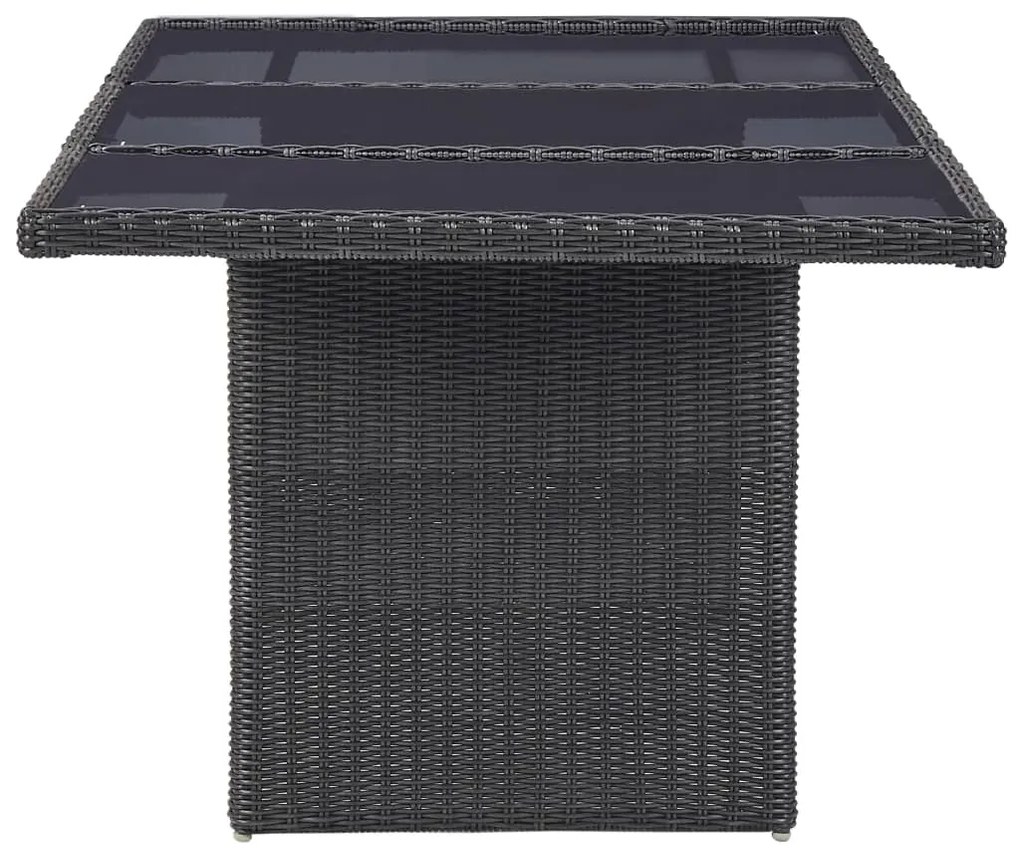 Set da pranzo per esterni 9 pz in polyrattan nero