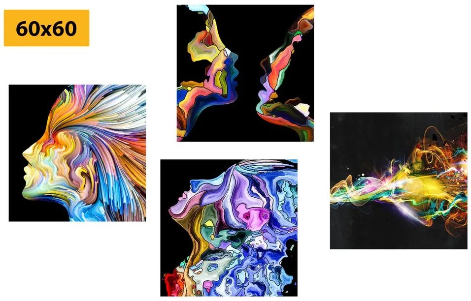 Set di quadri – Astrazione colorata su sfondo nero