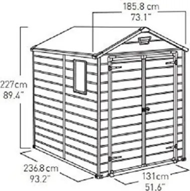Casetta Da Giardino In Resina 185,8x236,8x227H Cm Manor 6x8 Beige Keter Con Finestra