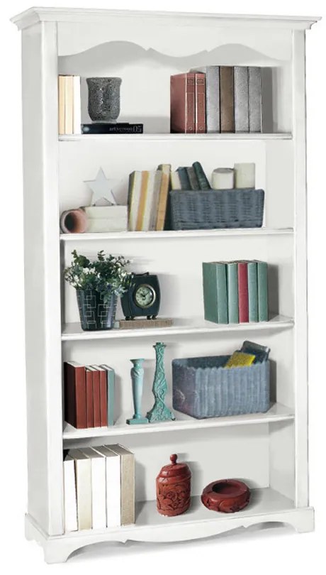 Libreria arte povera in legno  bianco opaco 120x40x210 cm