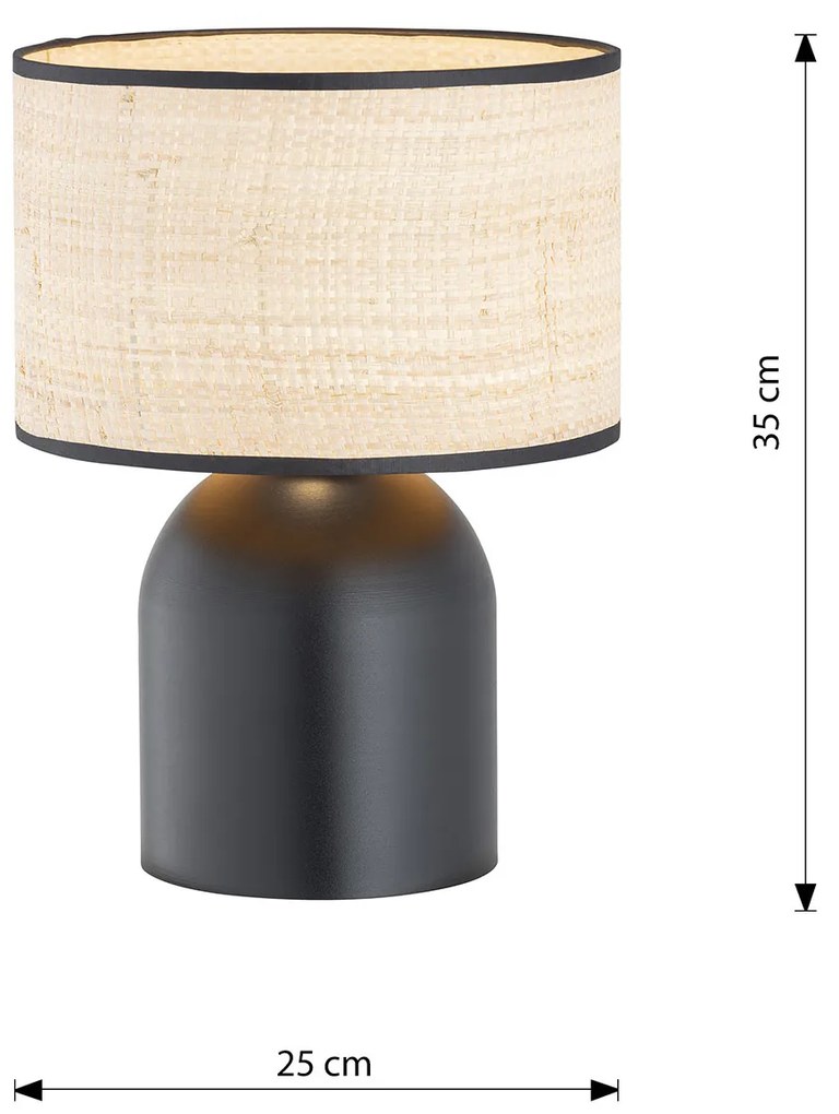 Lampada Da Tavolo Nordica Enlil 1 Luce In Acciaio E Rattan