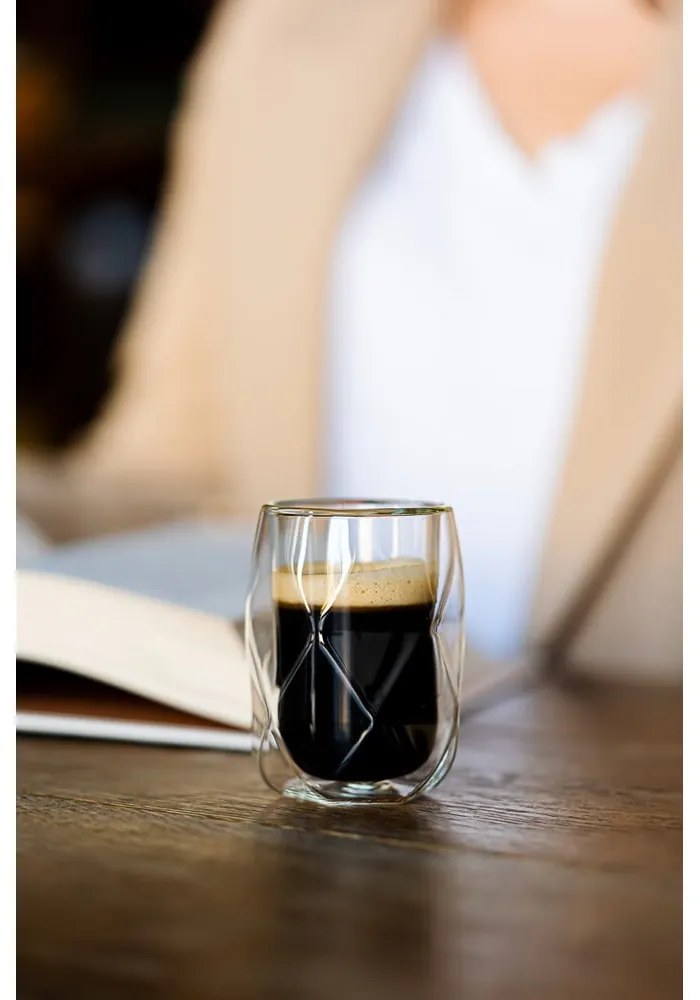 Tazze in set per espresso/con parete doppia in vetro 2 pz 100 ml Geo – Vialli Design