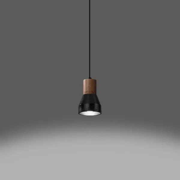 Sollux SL.0963 - Lampadario a sospensione con filo QUBIC 1xE27/60W/230V calcestruzzo/legno nero