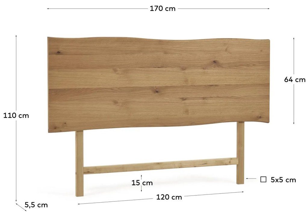 Kave Home - Testiera Rasha impiallacciata rovere finitura naturale per letto da 160 cm