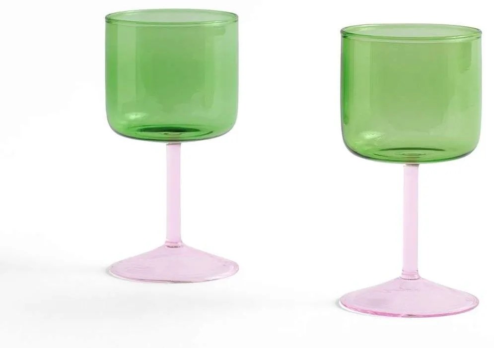 HAY - Tint Wine Glass Set of 2 Green/ Pink HAY