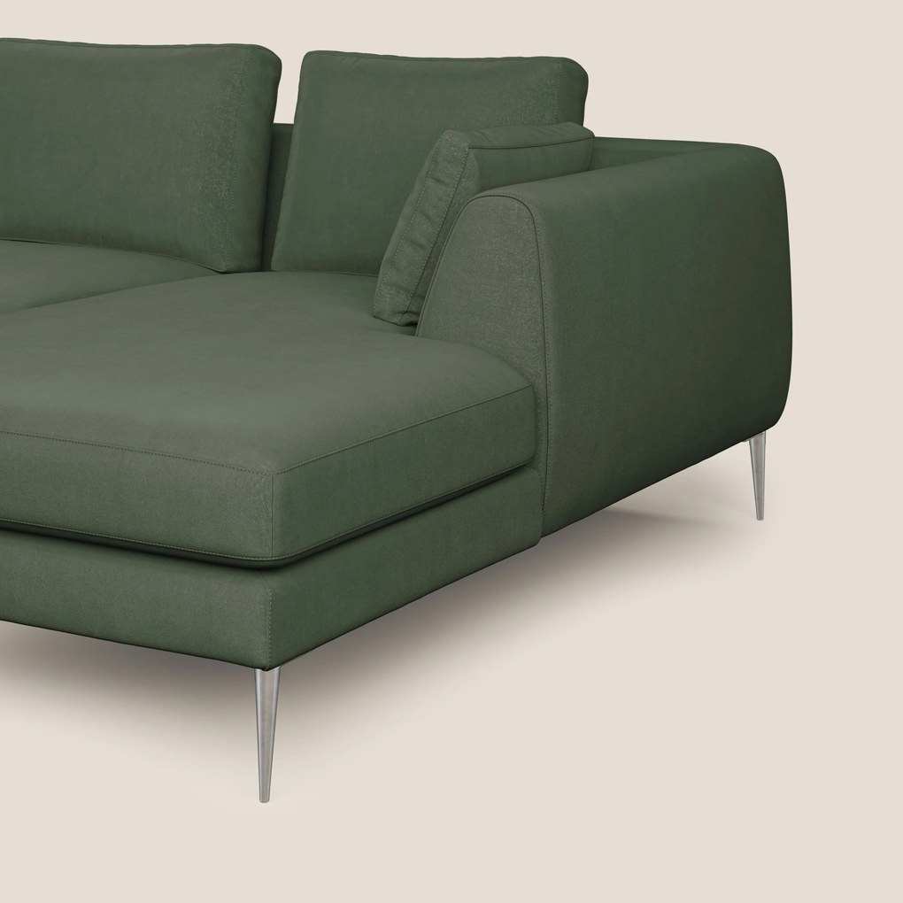 Plano divano moderno angolare con penisola in microfibra smacchiabile T11 verde