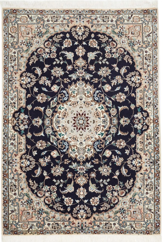 Nain Tappeto persiano 120x90 Blu (Iran) Annodato A Mano