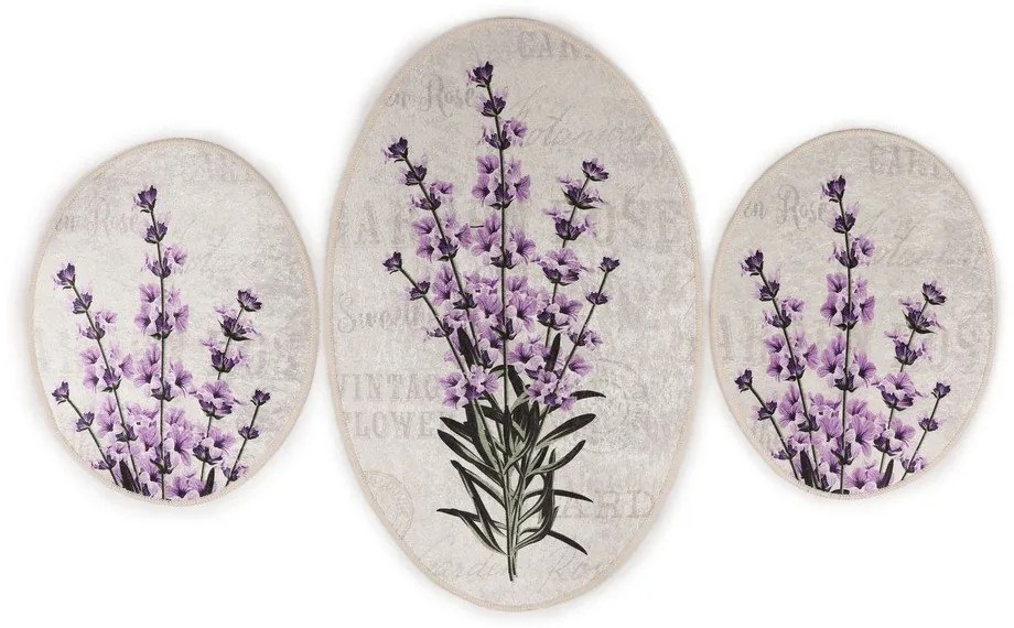 Set di tappetini per il bagno viola/beige 3 pz 60x100 cm Lavender – Foutastic