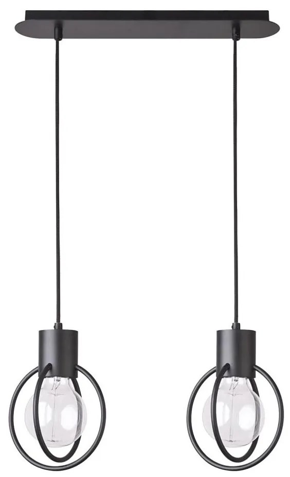 Lampadario a sospensione con filo AURA 2xE27/60W/230V nero