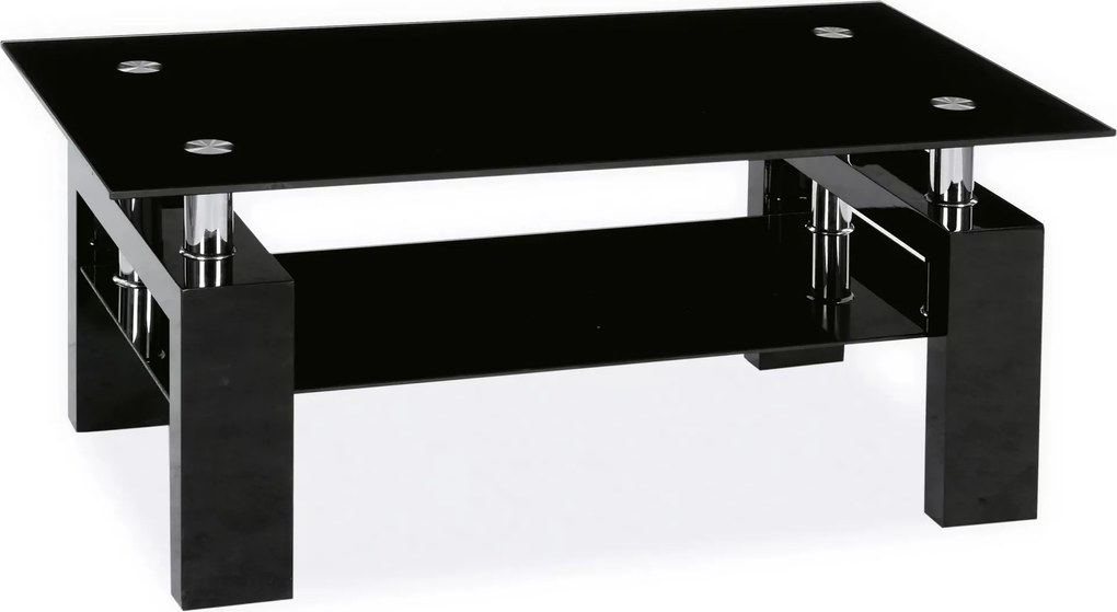 Tavolino da salotto Lisa II in vetro e MDF nero – 110x60x55 cm