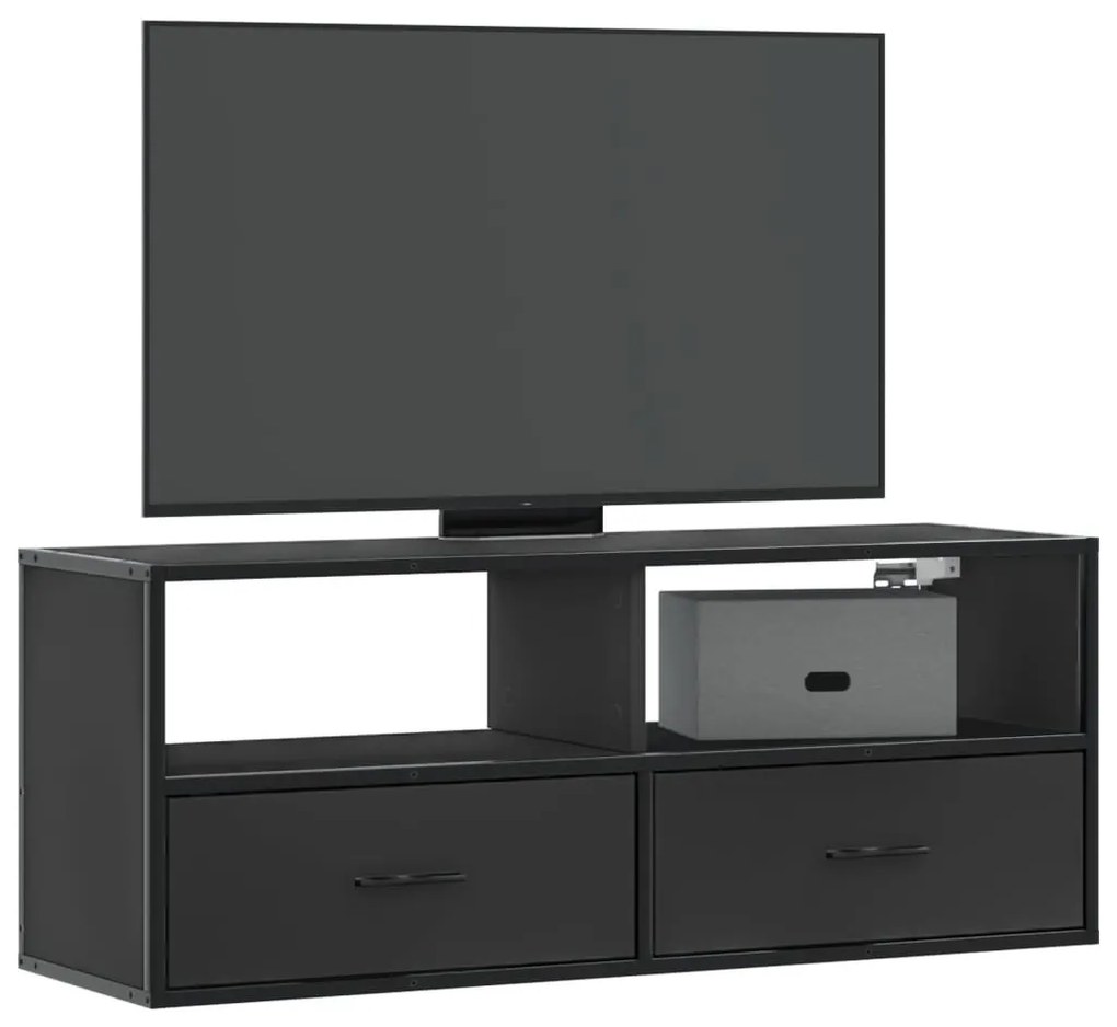 Mobile Porta Tv Nero 100x31x39,5 Cm İn Truciolato E Metallo /