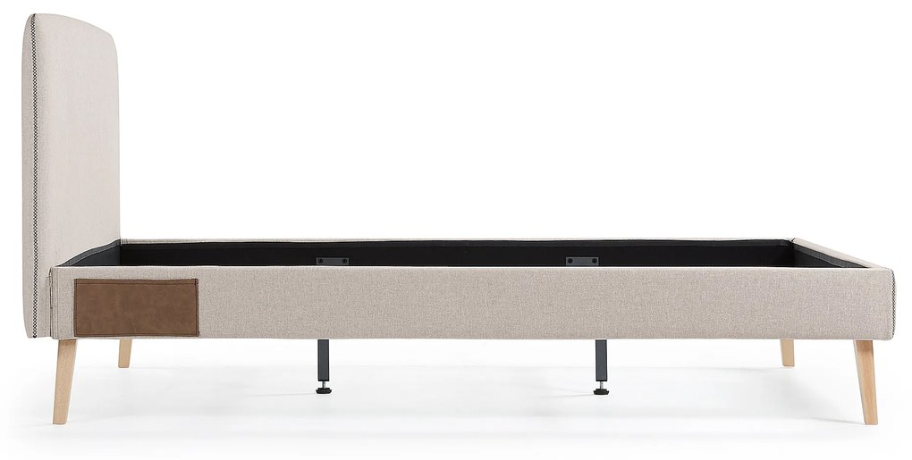 Kave Home - Letto Dyla sfoderabile beige, con gambe in faggio massiccio per materasso da 160 x 200 cm