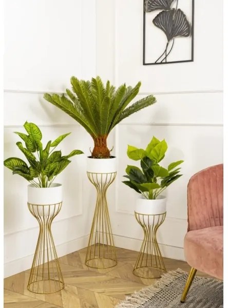 Vaso da fiori in metallo LOFT 46x20 cm oro/bianco