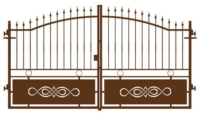 Cancello manuale battente Lavaredo in ferro, apertura centrale, L 358.5, H 165-195 cm, di colore ruggine