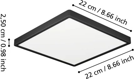 Eglo 901329 - Plafoniera da soffitto per bagno FUEVA LED/10,5W/230V 22x22cm IP44 nera