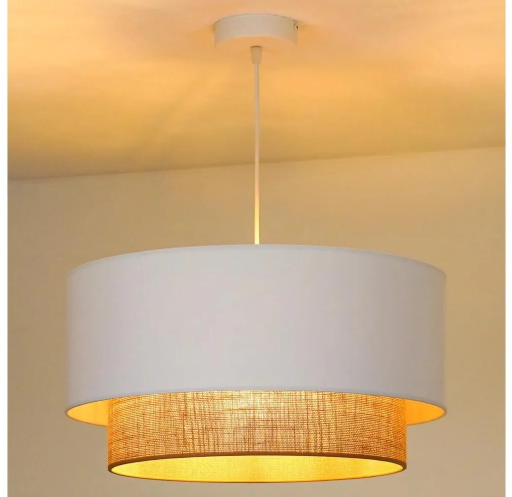 Duolla - Lampadario a sospensione con filo BOHO 1xE27/15W/230V diametro 45 cm bianco/marrone