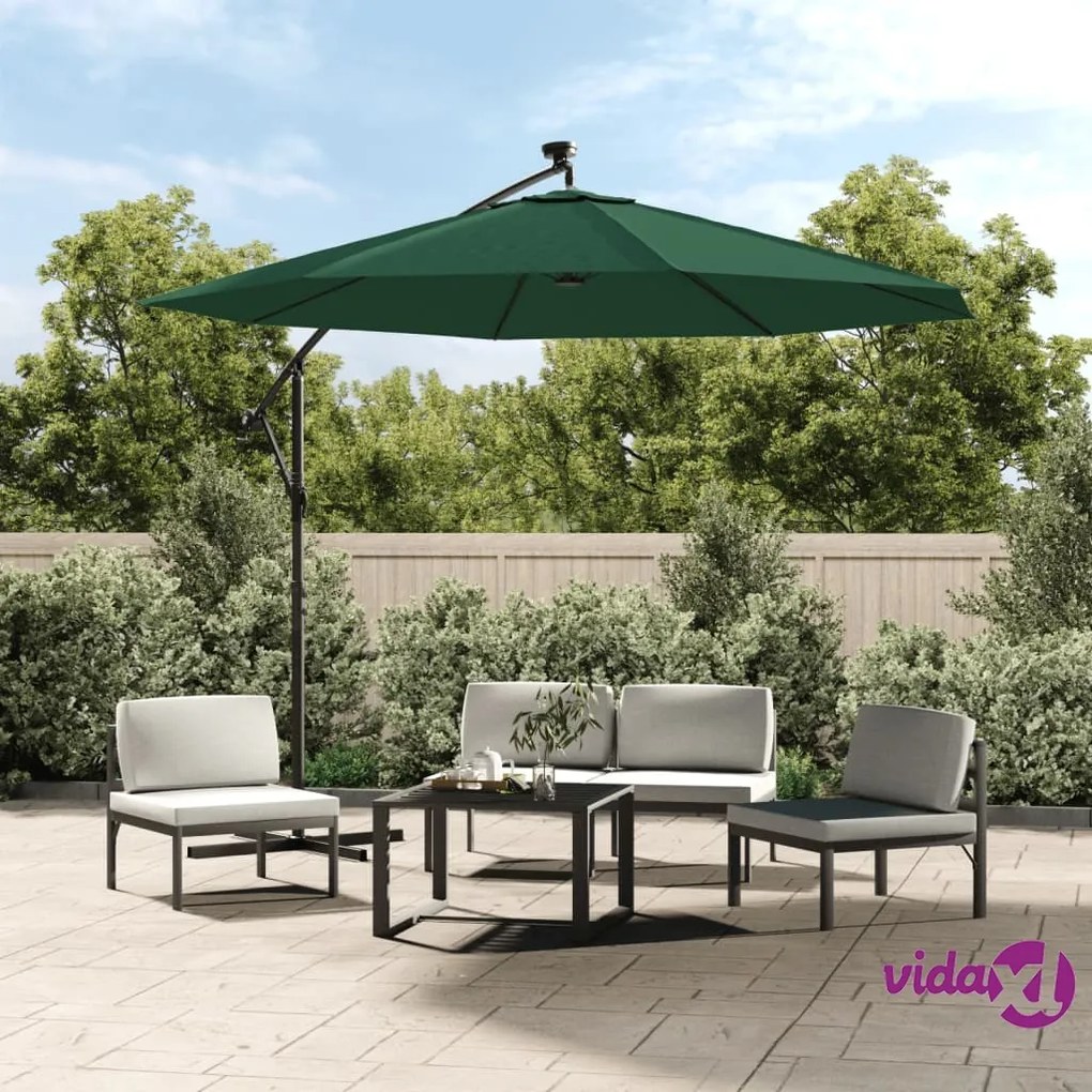 vidaXL Telo di Ricambio per Ombrellone Bianco Verde 350 cm