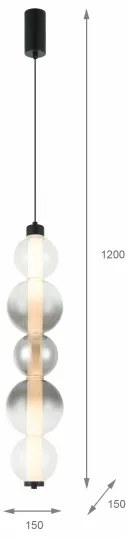 Lampadario LED a sospensione su cavo LUMMI LED/19W/230V nero/fumé