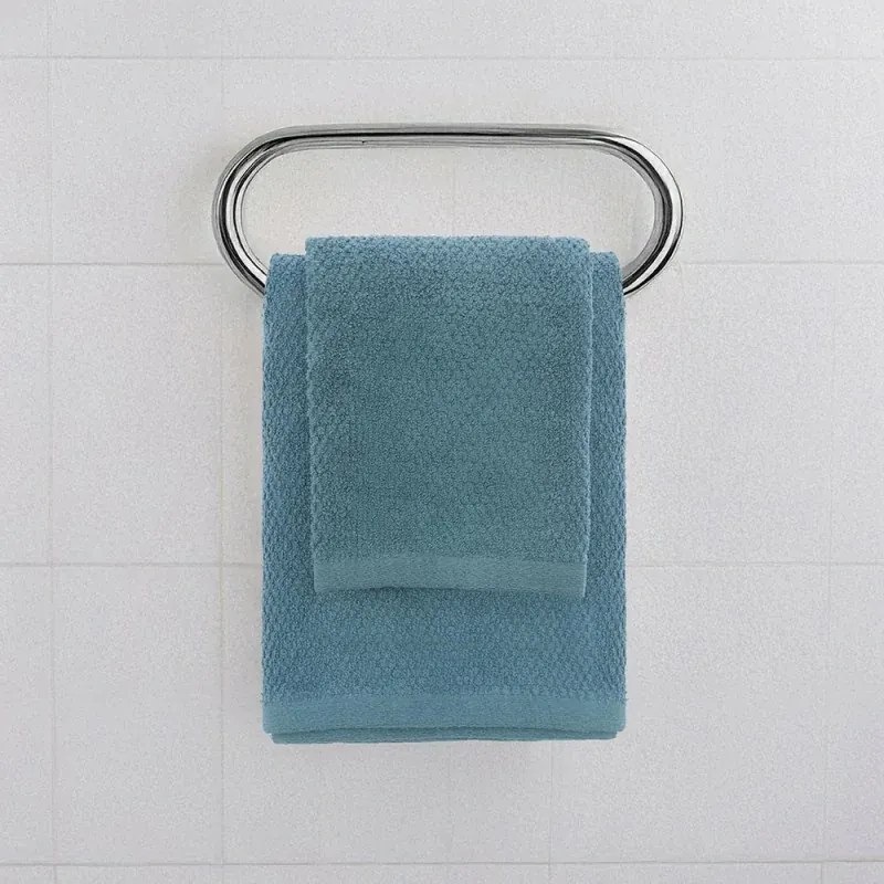 Set asciugamani bagno blu per viso e ospite in cotone puro Spring