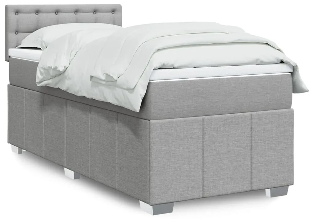 Giroletto A Molle Con Materasso Grigio Chiaro 90x190 Cm Tessuto /