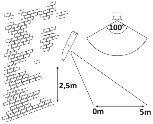 Rabalux 8266 - Applique da esterno con sensore INOX TORCH 1xE27/25W/230V