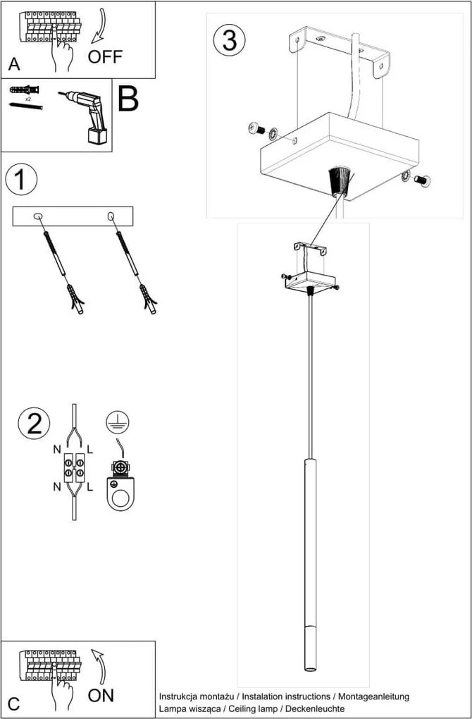 Lampadario a Sospensione MOZAICA 1 G9 Nero/Cromo