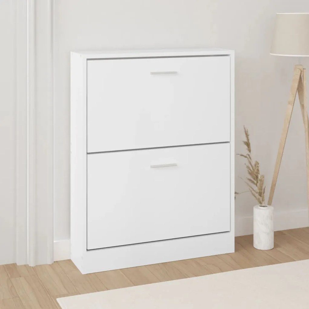 Scarpiera Bianca 59x17x81 Cm İn Legno Multistrato /
