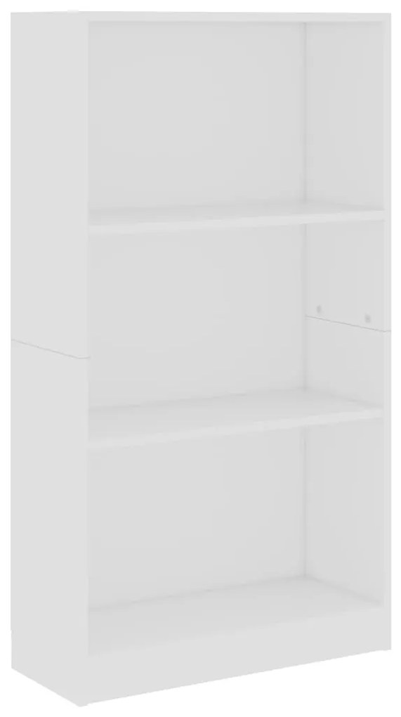 Libreria a 3 Ripiani Bianca 60x24x109 cm in Legno Multistrato