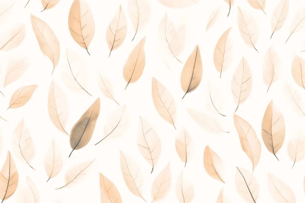Carta da parati – Foglie delicate in tonalità Peach Fuzz