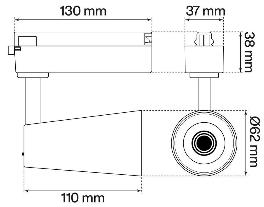 Faro LED 15W Monofase Nero CRI92 CCT Bianco Variabile 38° Bridgelux LED Colore Bianco Variabile CCT