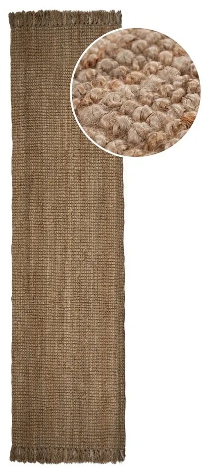 Passatoia in juta intrecciata a mano di colore naturale 60x150 cm Jute Boucle - Flair Rugs