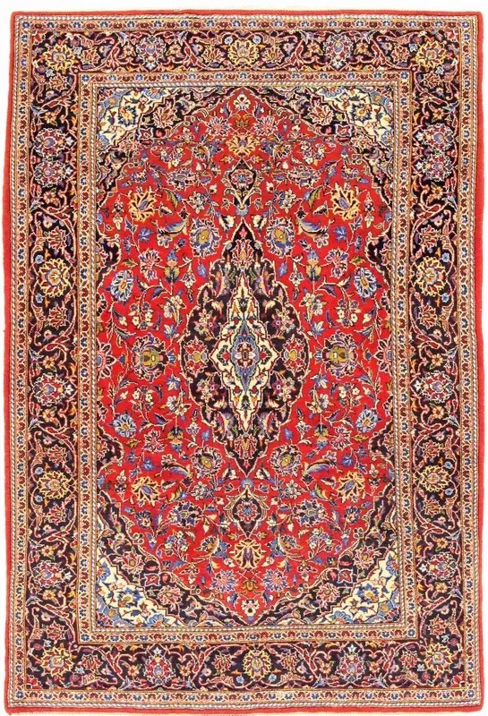 Kashan Tappeto 200 x 140 Rosso (Iran) Annodato A Mano