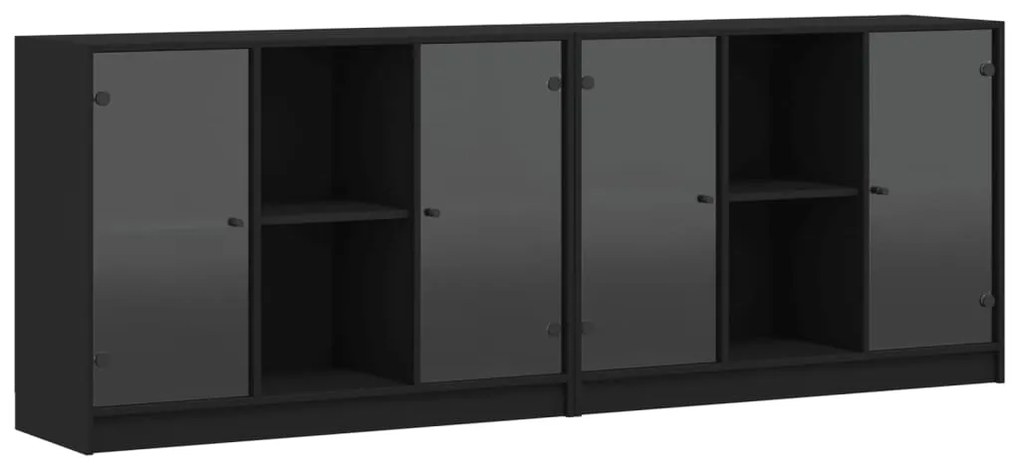 Libreria con ante nera 204x37x75 cm in legno multistrato