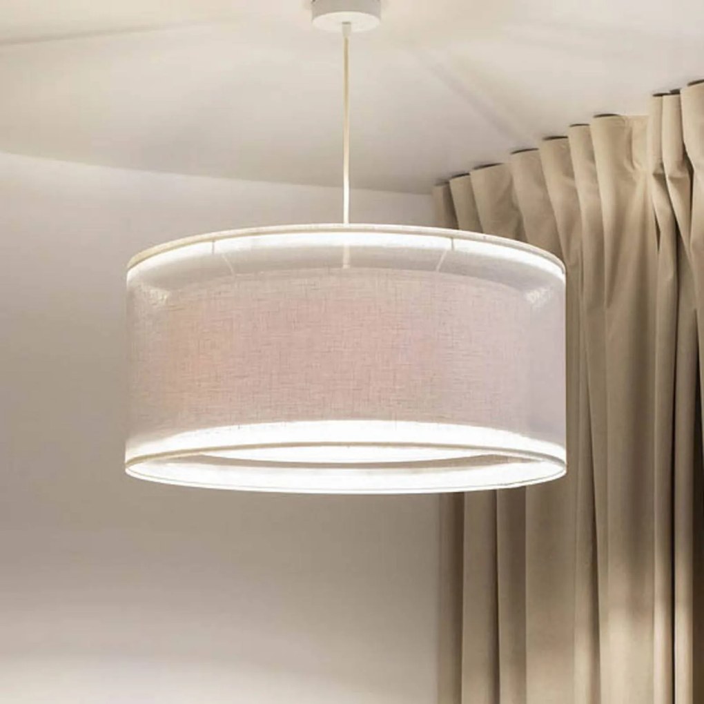 Maco Design Lampada a sospensione Duo Den Light, crema, Ø 50 cm, lino, PVC