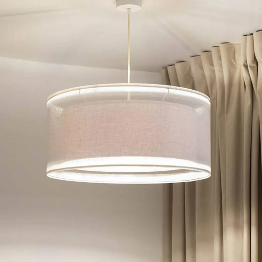 Maco Design Lampada a sospensione Duo Den Light, crema, Ø 50 cm, lino, PVC