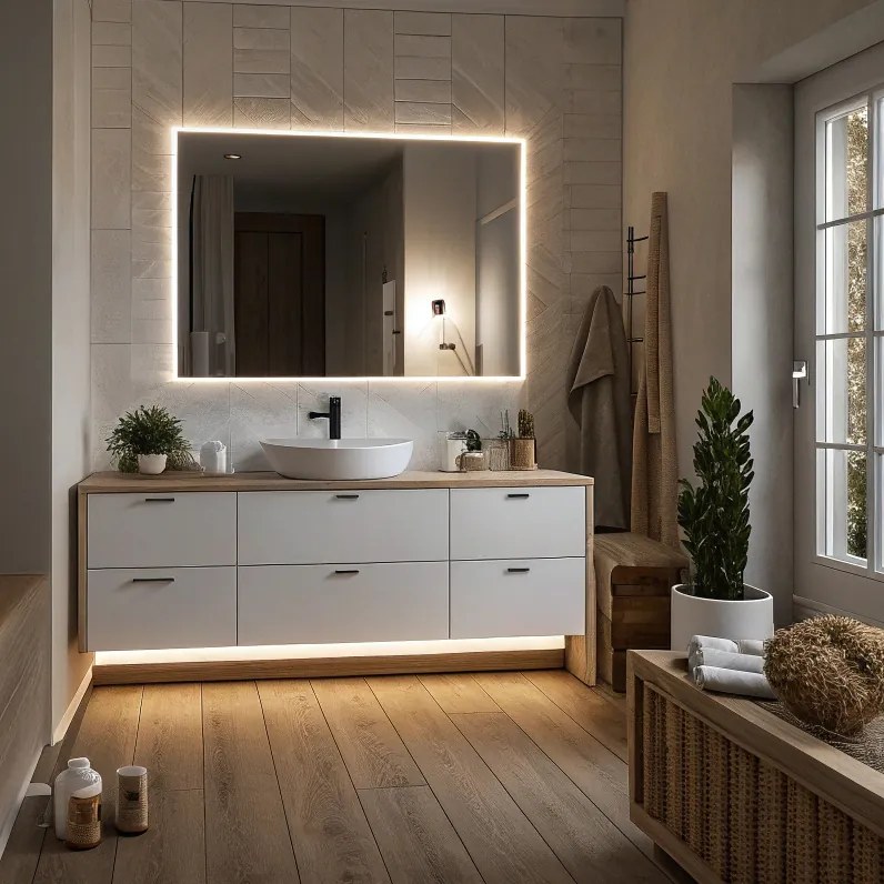 Specchio da bagno illuminato 60x80/80x60 cm con luce neutra 4500K